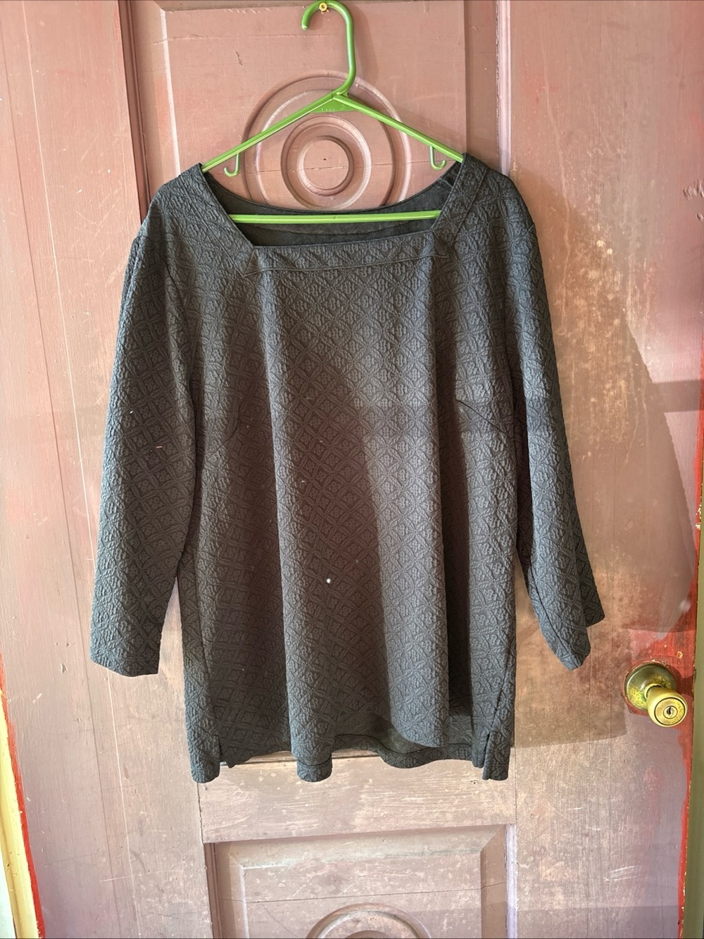 Kim Rogers Black Textured 3/4 Sleeve Tunic Top